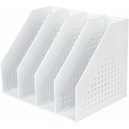 Sammenleggbar tidsskriftsholder med 4 rom, justerbar oppbevaringsboks, skrivebordsorganisator