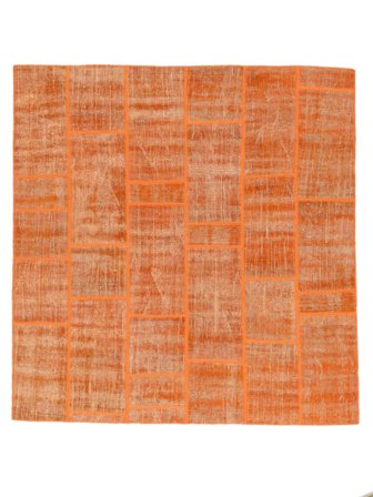 Alfombra Patchwork 195X200 Cuadrada Marrón/Naranja (Lana, Turquía)