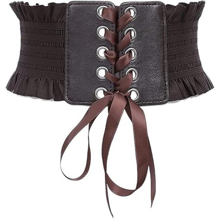 Damebelte, bredt elastisk blondebelte - vintage klesplagg - brunt