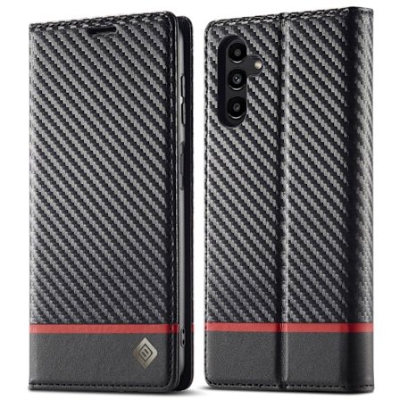 SKALO Samsung A26 5G LC.IMEEKE Carbon Fiber Lompakkokotelo - Musta