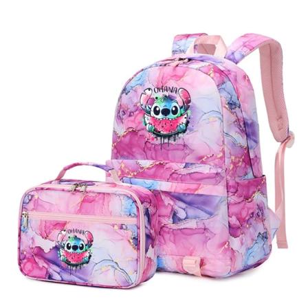 2 kpl Disney Lilo Stitch Multi Pocket -reppu lounaskassirepulla style 10