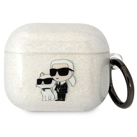 Karl Lagerfeld KLA3HNKCTGT Airpods 3 kansi läpinäkyvä Gliter Karl&Choupette