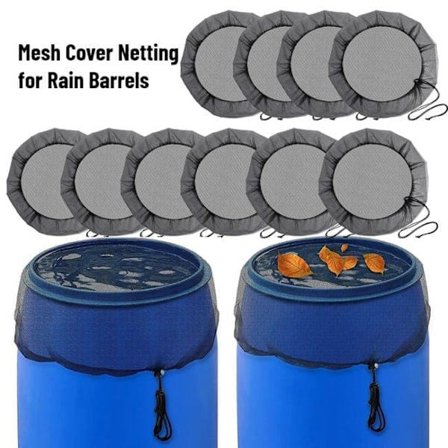 1/2/5/10-pakning regntønnenett med snøring, løv- og myggbeskyttelse, beskyttelsesnett for regnvannstønne Ø80 cm