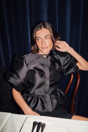 NA-KD Tailored Puff Sleeve Blouse - Bluser - Sort - EU 38