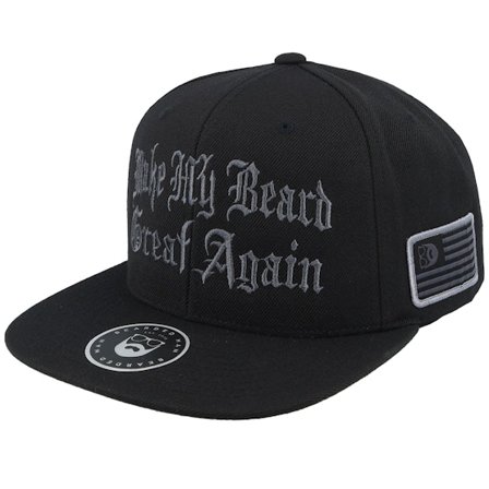 Bearded Man - Zwart Cap - Make My Beard Great Again Black Snapback @ Hatstore