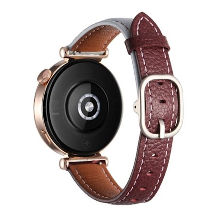 18 mm klockarmband Huawei Watch GT 5 Pro 42 mm / GT 5 41 mm / GT 4 41 mm / Garmin Venu 3S , Smartwatch-armband i äkta koskinn - Dimblå + Vinröd