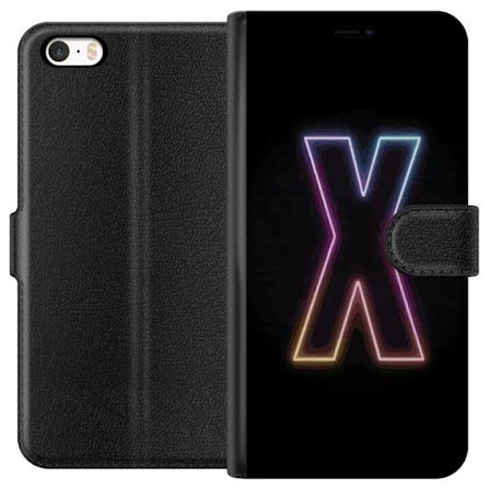 Yhteensopiva Lompakkokotelo Apple Apple iPhone 5 Neonkirjain X voimakkaissa väri vaihteluissa mustaa taustaa vasten, voimakas typografinen suunnittel