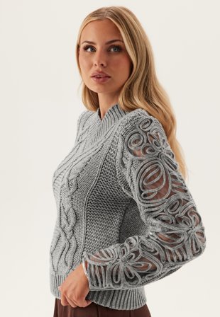 Object Collectors Item - Objelisse Knit L/S RE PULLOVER - Light Grey Melange - Kläder - - Bubbleroom