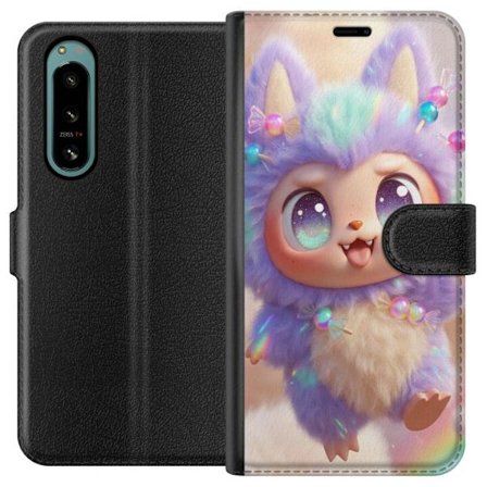 Kompatibelt Plånboksfodral till Sony Sony Xperia 5 IV Söt kawaii-figur med stora glittrande ögon, regnbågsfärger och mjuk 3D-stil, perfekt barnil