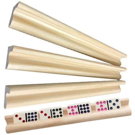 4 stk. Domino Bakke Træ Domino Holder Domino Stativer til Domino Brikker Spil Stativ til Børn Seniorer Voksne Professionelle Spillere