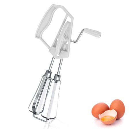 Rotationspiskeris, manuel piskeris i rustfrit stål, æggepiskeris håndholdt, manuel roterende køkkenmixer håndpiskeris mixer madlavningsværktøj mixer-