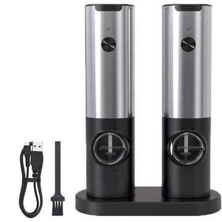 Elektrisk salt- och pepparkvarn Set Automatisk Salt Mil Elektriska pepparkvarnar Uppladdningsbar saltkvarn med ljus
