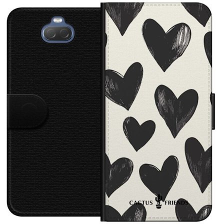 Kompatibel Tegnebogsetui til Sony Sony Xperia 10 Cactus and Friends - Bold Black Love Pattern