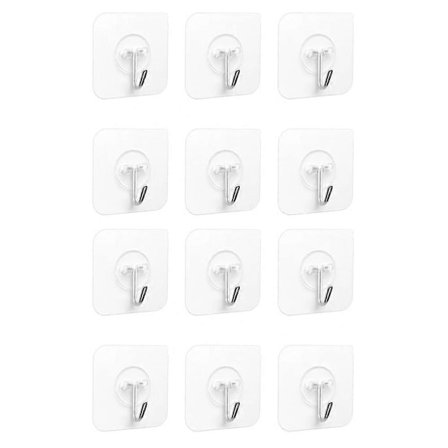 Selvklæbende Krog - 6 Stykker Gennemsigtige Selvklæbende Kroge 5 kg (maks.), Til Ophængning i Badeværelse, Køkken, Loft, Ophængning, Væg, Dør, 