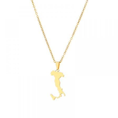 Halsband i rostfritt stål med karta över Italien, accessoarer, tröjkedja, dam smycken