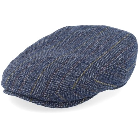 Stetson - Blau flatcap Cap - Kent Herringbone Virgin Wool Blue Flat Cap @ Hatstore