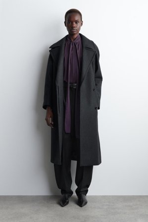 COS Women's Blusa Fluida Con Dettaglio A Sciarpa in Viola