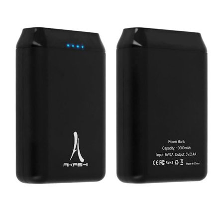 Powerbank - AKASHI - 10000mAh - 2x USB-portar - Micro USB-port - Svart