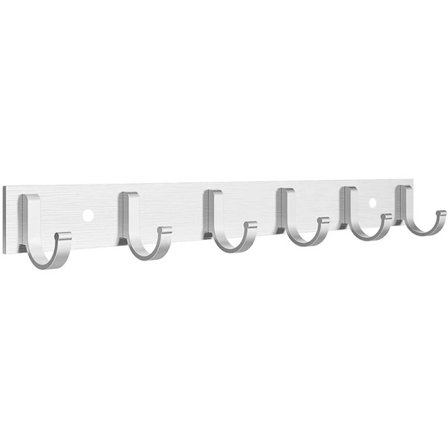 Bar med 6 rustfrie stål kroge knager væg knagerække Alsidige kroge til badeværelse, køkken, entre og soveværelse indendørs/udendørs