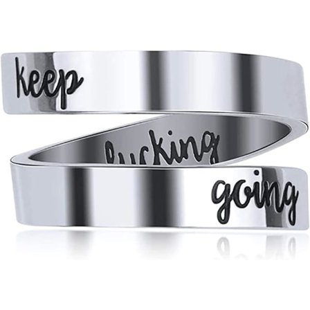 Justerbar Ring, Gravert Inspirerende 'Keep Going' Ring for Menn, Kvinner, Gutter og Jenter
