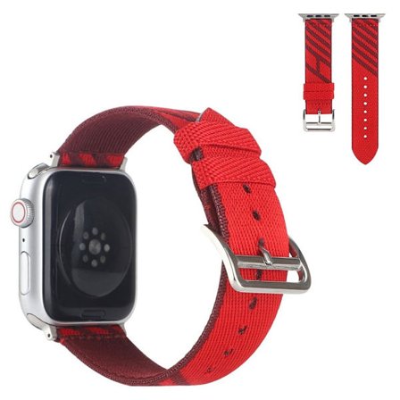 Apple Watch 42mm - 44mm coolt dubbelfärgat nylonarmband - Röd