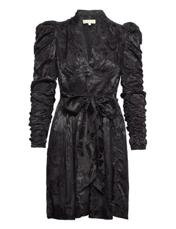 Jacquard Tieband Dress Kort Kjole Svart By Ti Mo