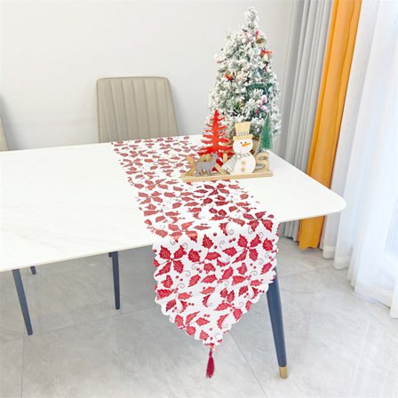Bordløbere med bronzetrykt mønster og kvaster til bord Julefest Bryllupsindretning - 33*180 cm