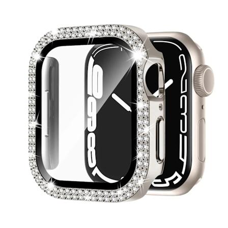 Glas+Timantti Kotelo Apple Watchille 40mm 44mm 41mm 45mm 38mm 42mm Bling Puskuri Suoja iWatch sarja 9 3 5 6 7 8 se kotelo Starlight 40mm series 654 SE