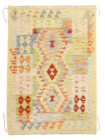Hand Woven Kilim Afghan Old Style Rug 104X147 Orange/Yellow