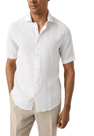 Eton Kortärmad Linneskjorta Skjortor Herr Vit S