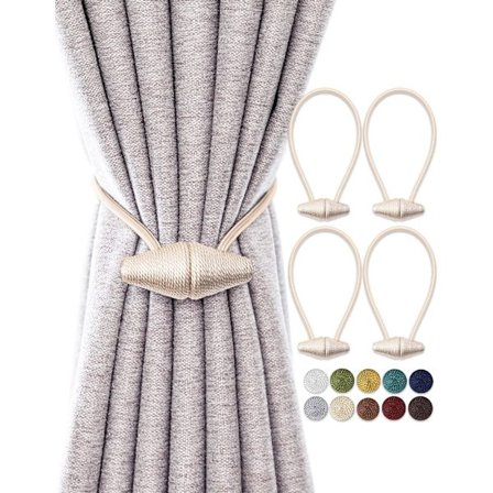 Magnetisk gardinbeslag, beige med större nivåmagnet, 4-pi