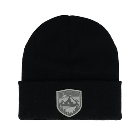 Wild Spirit - Noir cuff Bonnet - Starry Mountain Patch Grey/Black Beanie @ Hatstore