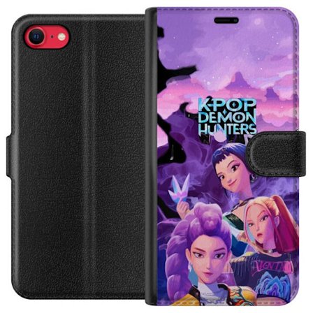 Kompatibel Tegnebogsetui til Apple Apple iPhone 8 K Pop Demon Hunters anime-design med tre kvindelige krigere i et stilfuldt lilla og lyserødt K pop-