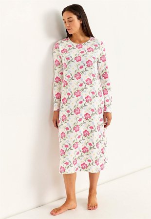 Cellbes of Sweden - Natkjole med et blomstermønster i hvid / blomstret til damer i størrelse 42/44