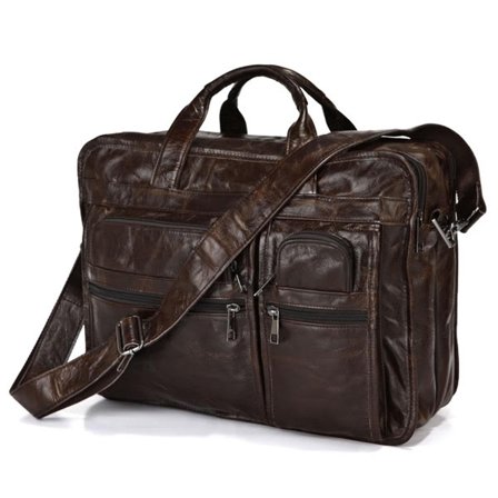 Sac en cuir cognac Topline pour hommes - Sacs en cuir