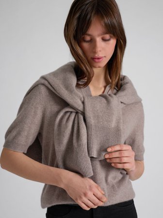 Kashmina - Kashmir pique "Rikke" - Toast - Size XS