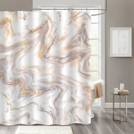 Dusjforheng i roségull marmor, moderne abstrakt dusjforheng