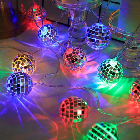 LED Spegelboll Ljusslinga Disco Bar Party Julboll Högtidslampa Dekorativ Färg 6 M 40 led Batteri