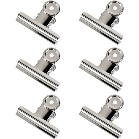 6-pakkaus Bulldog-metallklipsit, 75 mm Bulldog-klipsi, suuret metalliset saranaklipsit, Sil