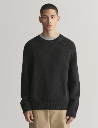 GANT Relaxed Plain Boucle C-Neck - Black - XXXL