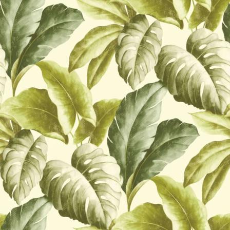 Dutch Wallcoverings Tapet Tropiska Blad Grön Och Vit Grön