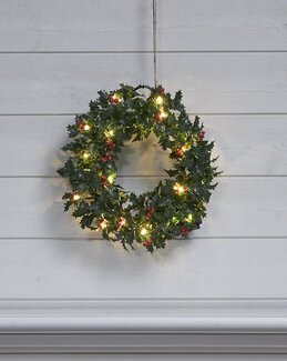 Star Trading Krans Holly LED Grøn