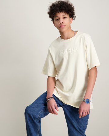 Jack & Jones JORFREDERIKSBERG TEE SS CREW NOOS JNR Wit T-shirts Jongens - Kids Brand Store