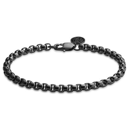Essentials | 5 mm Gunmetal Black Curved Box Chain Bracelet for Men - Steel bracelets