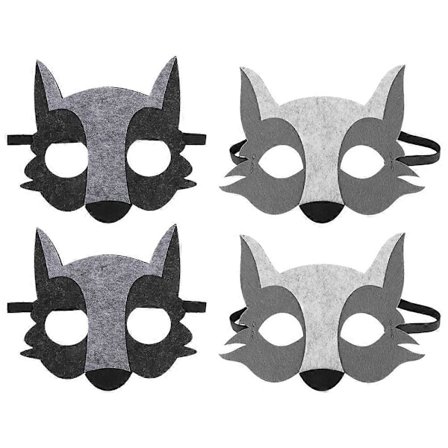 4 stk. Filt Dyremasker Halvmasker Cosplay Ulv Dyremaskerade Maske - Billige gaver