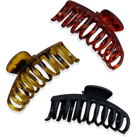 3 kpl:n pakkaus suuria hiusklipsiä, 11 cm:n liukumattomat muoviset hiusklipsit