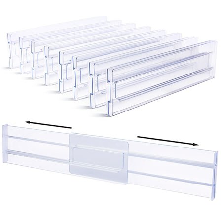 8 stk. Justerbar skuffedeler i plast 27,5-52 cm Organizer Justerbar skuffedeler Organizer Opbevaringsskuffe Skrivebord Organizer p