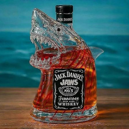 Sherum Bruce Hajen, Jaws 50-årsjubileum Limited Edition Whiskeyflaska, Unik Transparent Graverad Djurform Glas, för Varje Fan och C