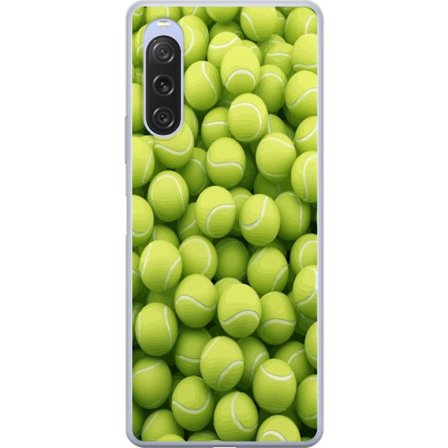 Kompatibelt Mobilskal till Sony Sony Xperia 10 V Mönster av gröna tennisbollar i hög detalj, sportigt motiv med repetitionstextur och stark färg f