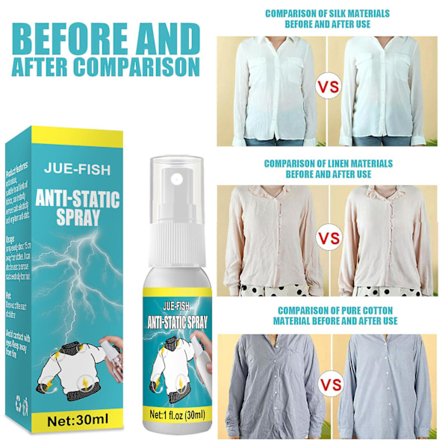 1 stycke 30ml antistatisk spray för hushåll, antistatisk spray för kläder